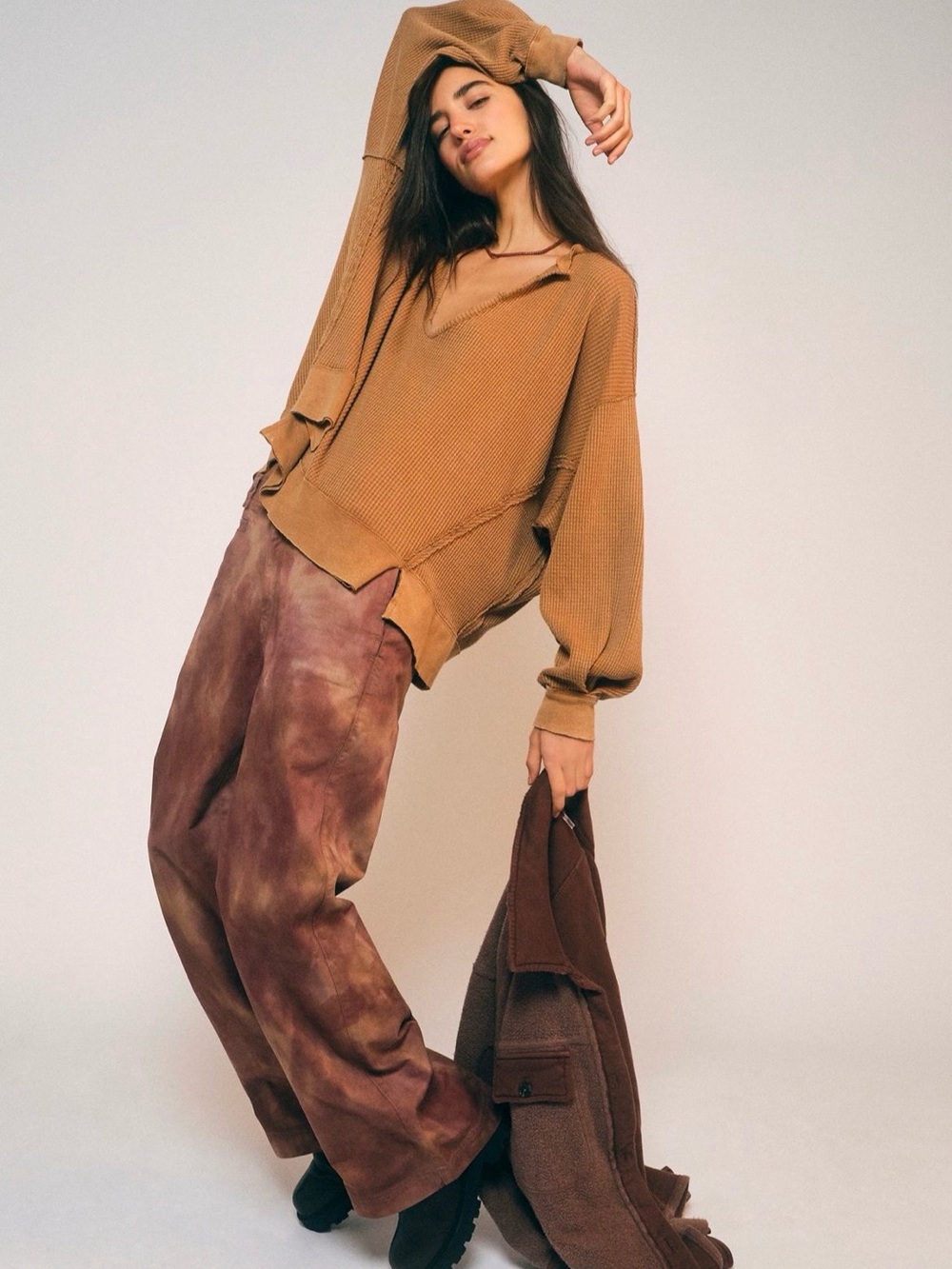 Free People We The Free Buttercup Thermal Spiced Brandy Size Small